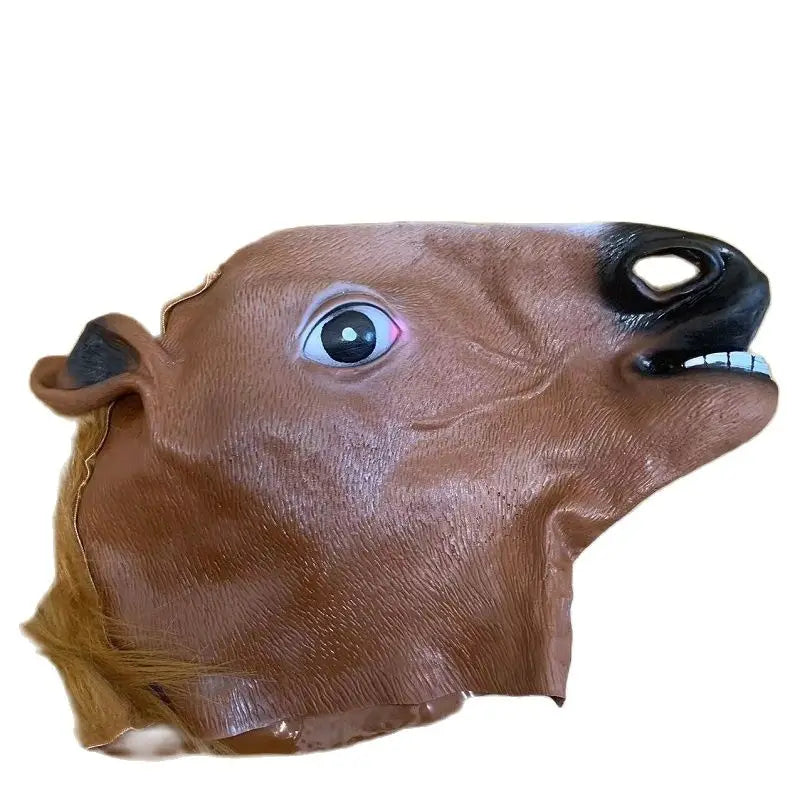 Brown Horse Head Mask Latex Animal Costume Prop for Halloween