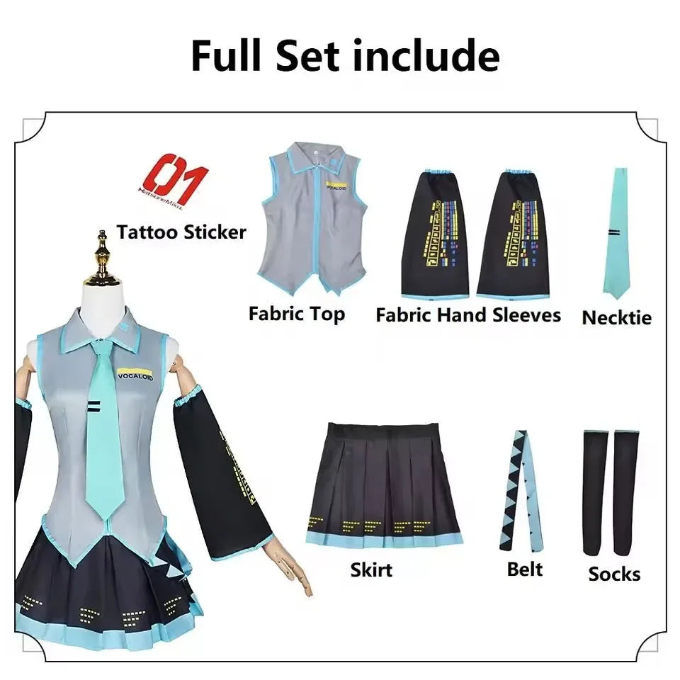 Anime-Inspired Performance Cosplay Outfit with Skirt & Wig