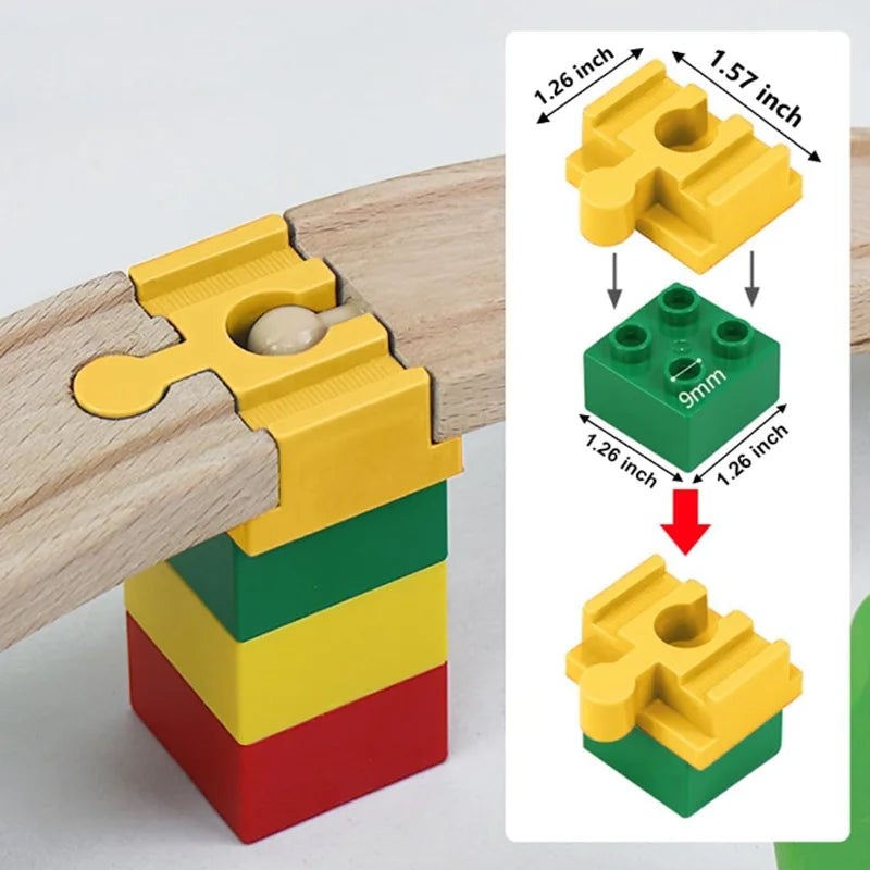 Wooden Train Track Accessories Colorful Flexible Track Train Track Connector Compatible with All Major Brands Wood Track