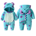 Infant Fleece Jumpsuit Cartoon Animal Horn Hooded Warm Thicken Winter Rompers Outwear Snowsuit for Baby Girls and Boys