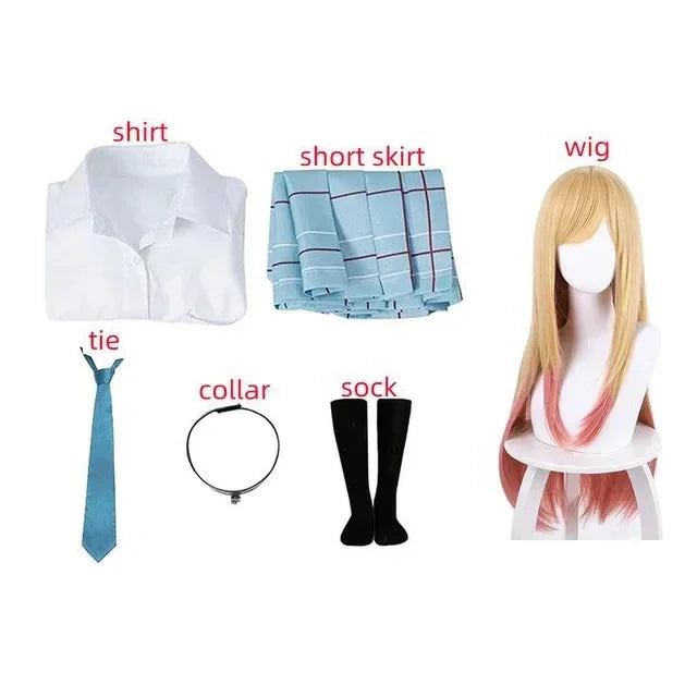 Anime School Uniform Cosplay Costume with Wig