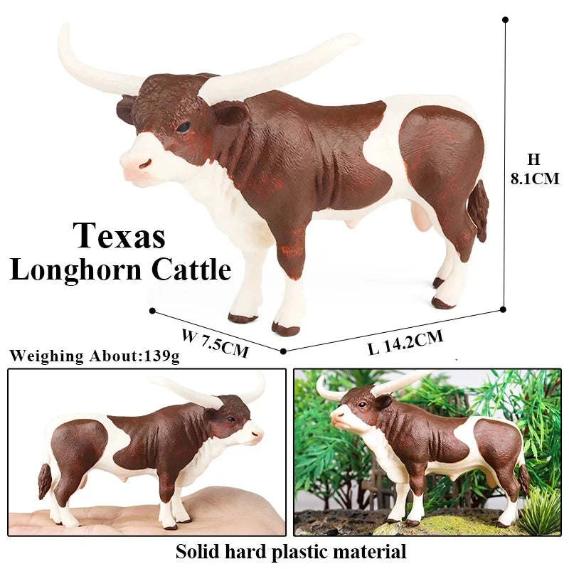 Oenux Farm Animals Bullfighting Cowboy Simulation Poultry Cattle Calf Bull OX Action Figures Collection Pvc Model Toy Kids Gift