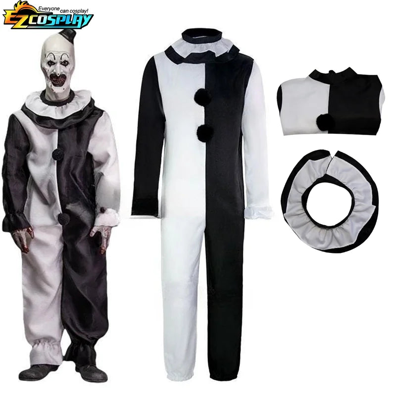 Horror Clown Jumpsuit Costume with Mask for Adults