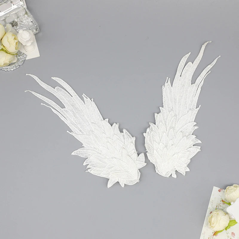 Black Devil Wing Hair Headdress with Feather Embroidery