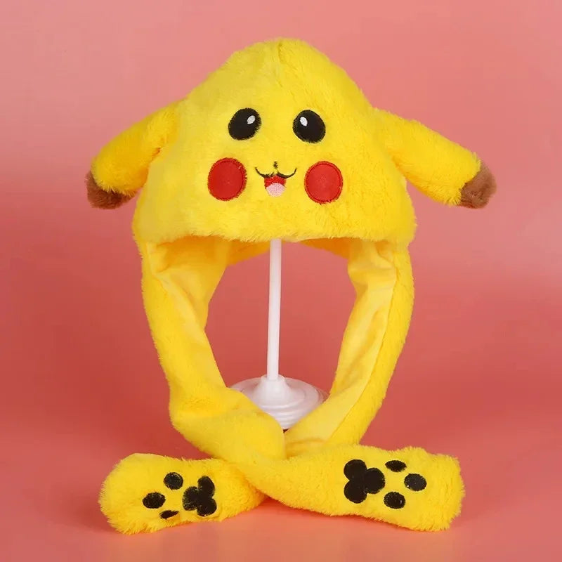 Plush Rabbit Hat with Moving Ears for Kids and Adults