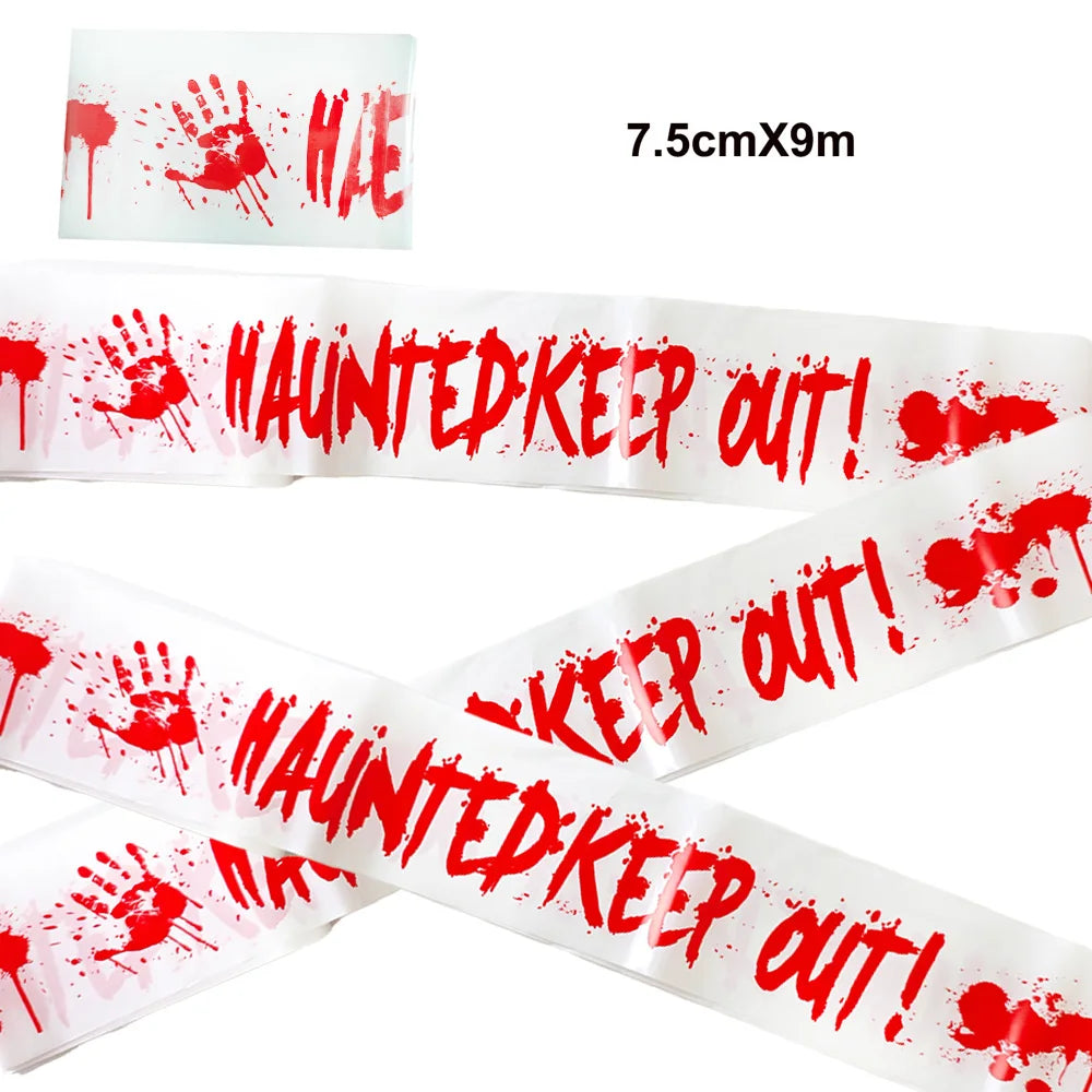 Halloween Party Decoration Warning Tape Scary Caution Tape Roll Hazard Warning Tape Indoor Outdoor Spooky DIY Prop Decorations