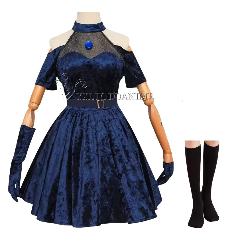 Dark Blue Anime-Inspired Cosplay Dress Wig Set