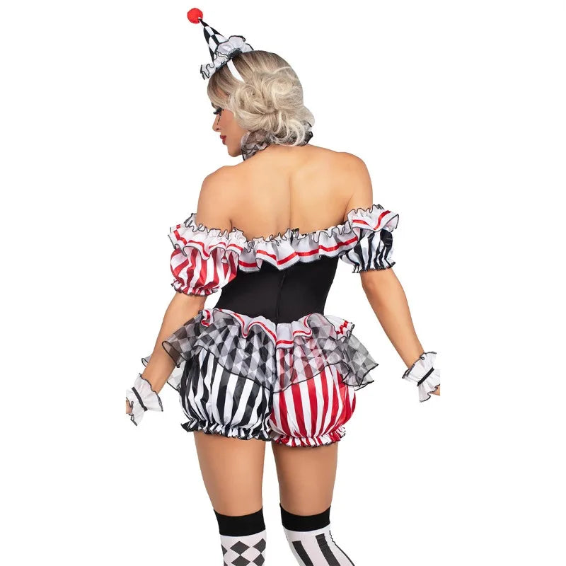 Women’s Clown Jester Costume Dress for Halloween & Parties