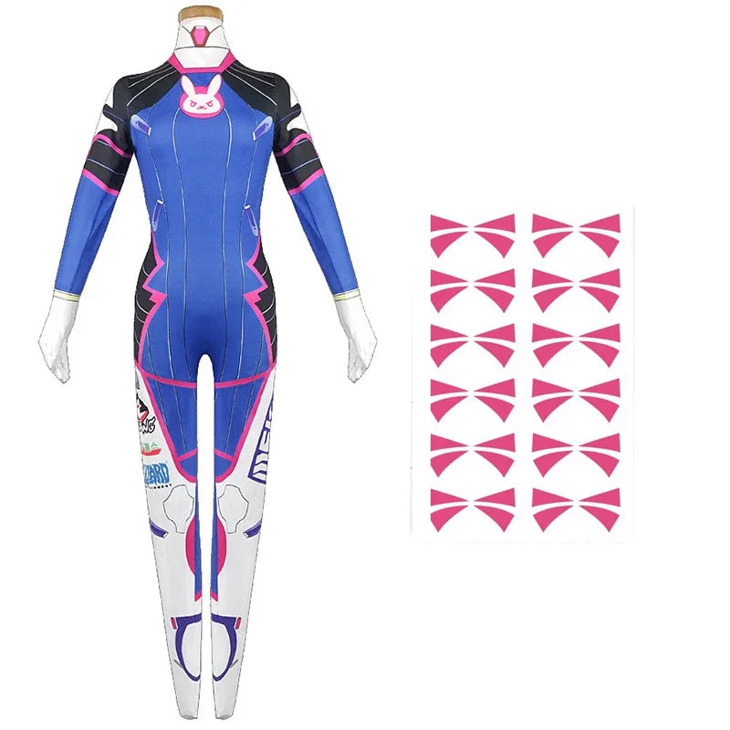Women's Gaming-Inspired Cosplay Jumpsuit Costume with Wig & Headset