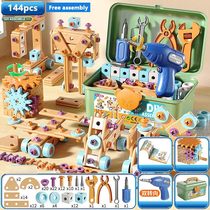 DIY Nut Hand Disassembly Assembly Puzzle Simulated Screwing Toolbox Early Educational Kids Toy Shape Insert Blocks Toys For Boys
