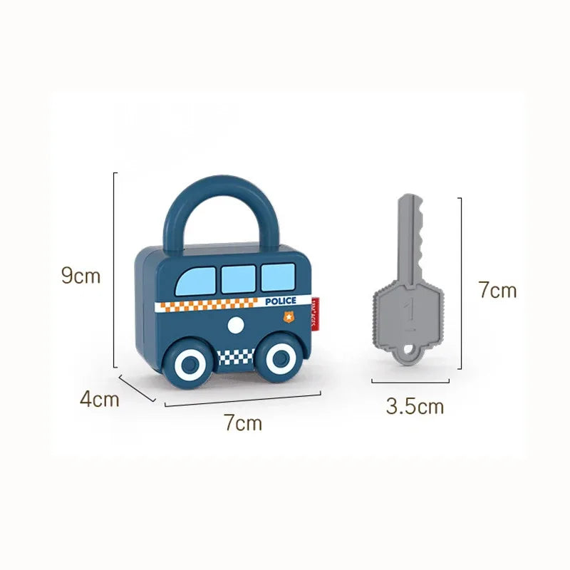 Educational Car Shaped Puzzle Matching Lock Toy with Key for Children - Intellectual Development Cognition Buckle Unlocking Game
