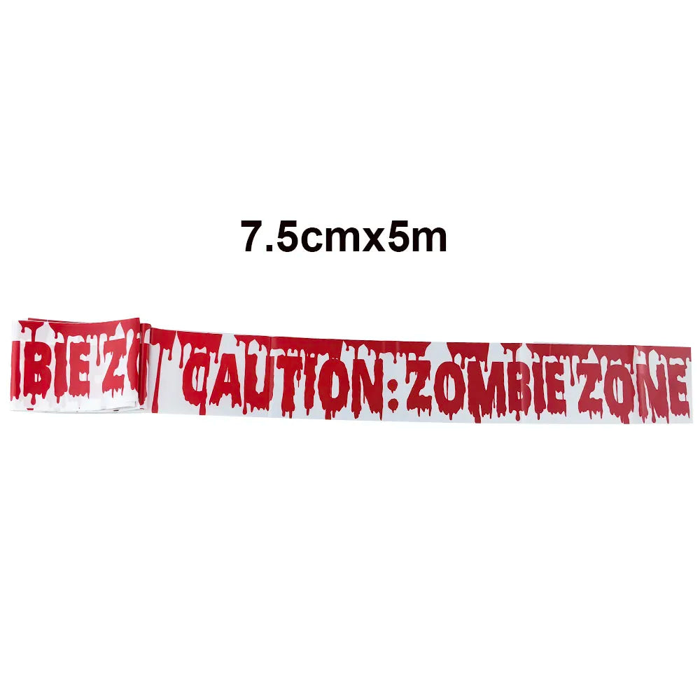 Halloween Party Decoration Warning Tape Scary Caution Tape Roll Hazard Warning Tape Indoor Outdoor Spooky DIY Prop Decorations
