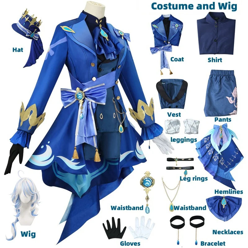 Women’s Black Cosplay Suit Set with Wig, Hat & Heels