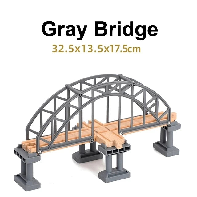 All Kinds of Wooden Train Tracks Accessories Beech Wood Railway Tracks Wooden Bridge Tunnel Fit for Wood Tracks Toys