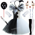 Girls Black White Horror Clown Tutu Dress Costume