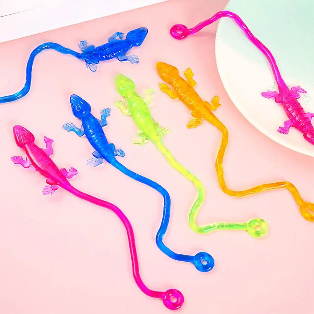 1-10X Colorful Lizard Retractable Sticky Gadget Toys For Kids Birthday Party Favors Pinata Fillers Halloween Gift Pinata Filler