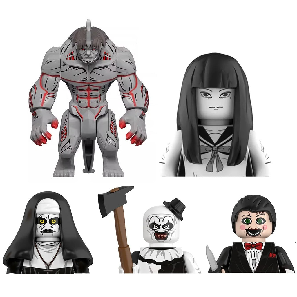 Novel Horrible Movie Halloween Pumpkin Witch Nun Vampire Zombies Building Blocks Mini Action Figure Toys