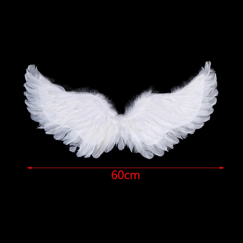 White Angel Wings Costume Set with Halo and Magic Wand