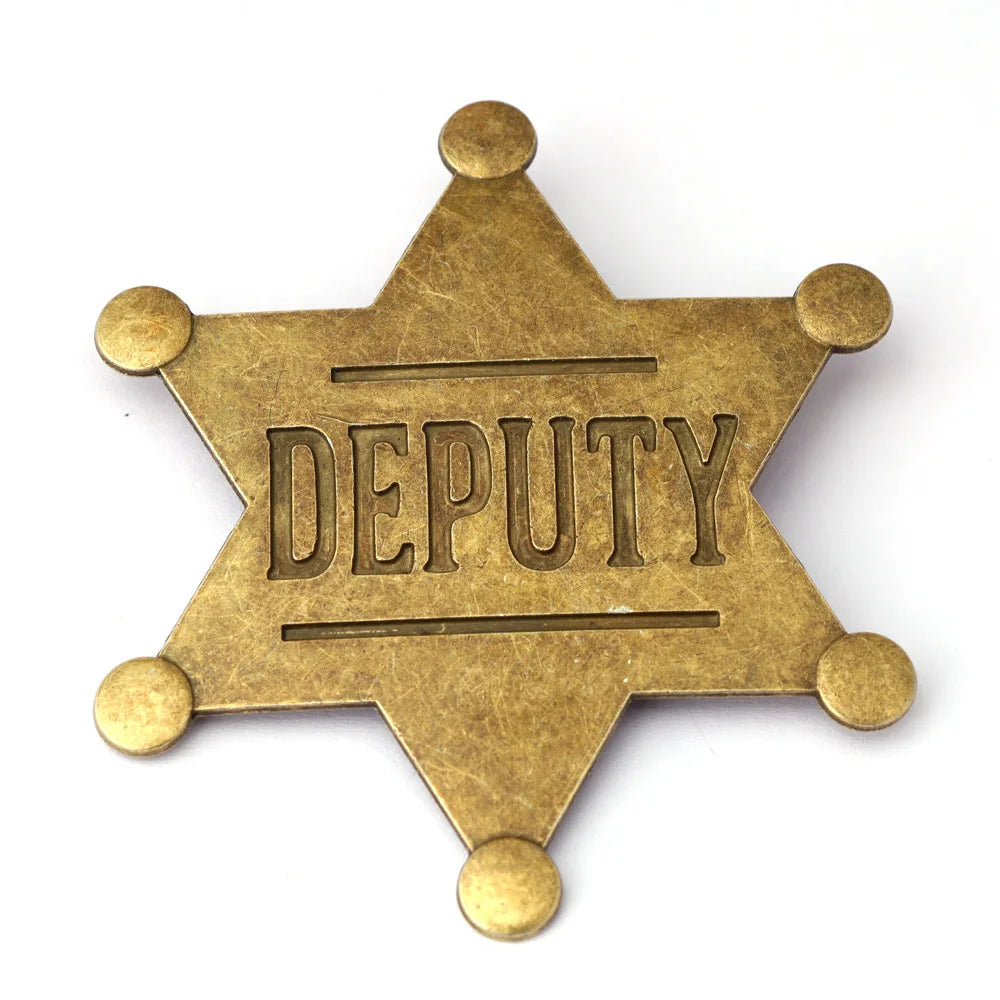 Western Sheriff Star Badge Metal Pin Costume Accessory