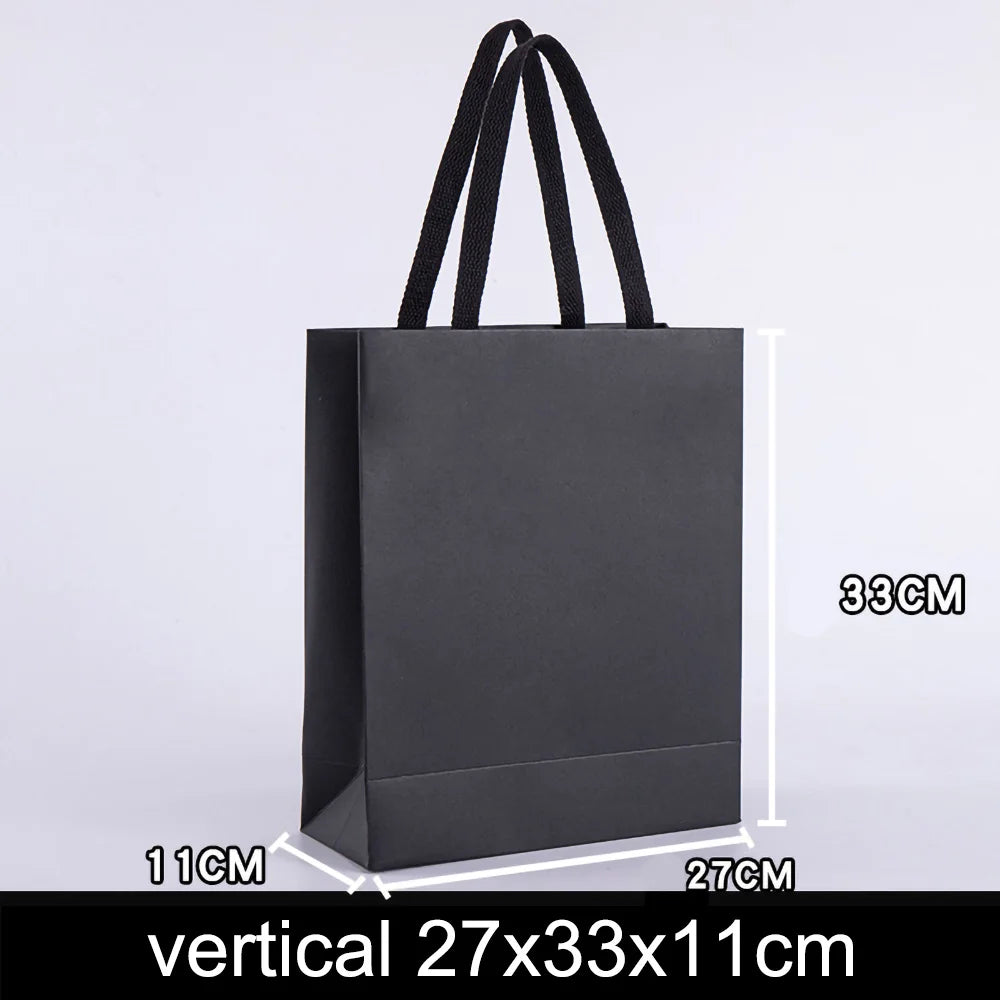 1pc Senior Black Kraft Paper Bag Wedding Christmas Party Candy Food Cookies Packing Paper Bags Fashion Clothes Gifts Pack bags