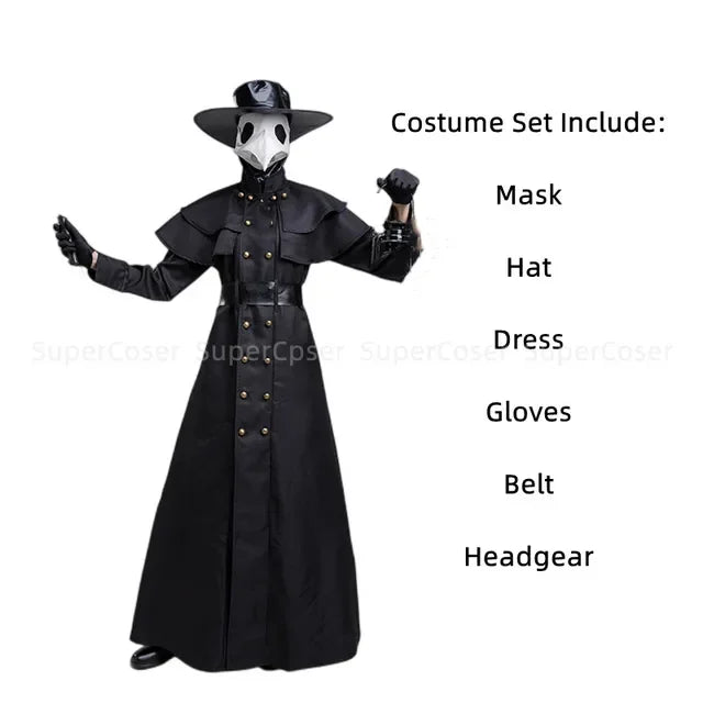 Men's Medieval Hooded Cloak Costume with Mask & Hat