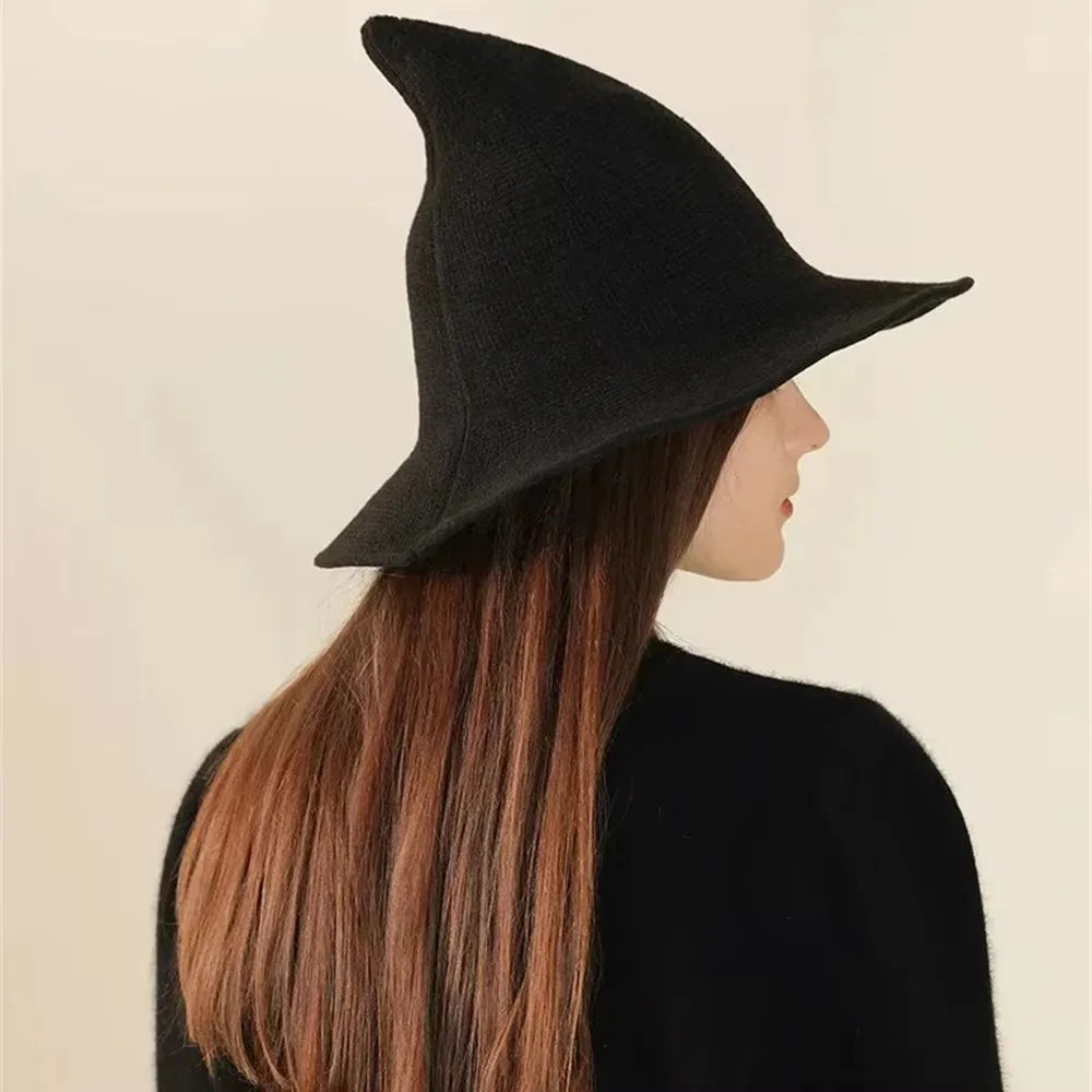 Vintage Halloween Witch Hat Folding Wool Costume Accessory