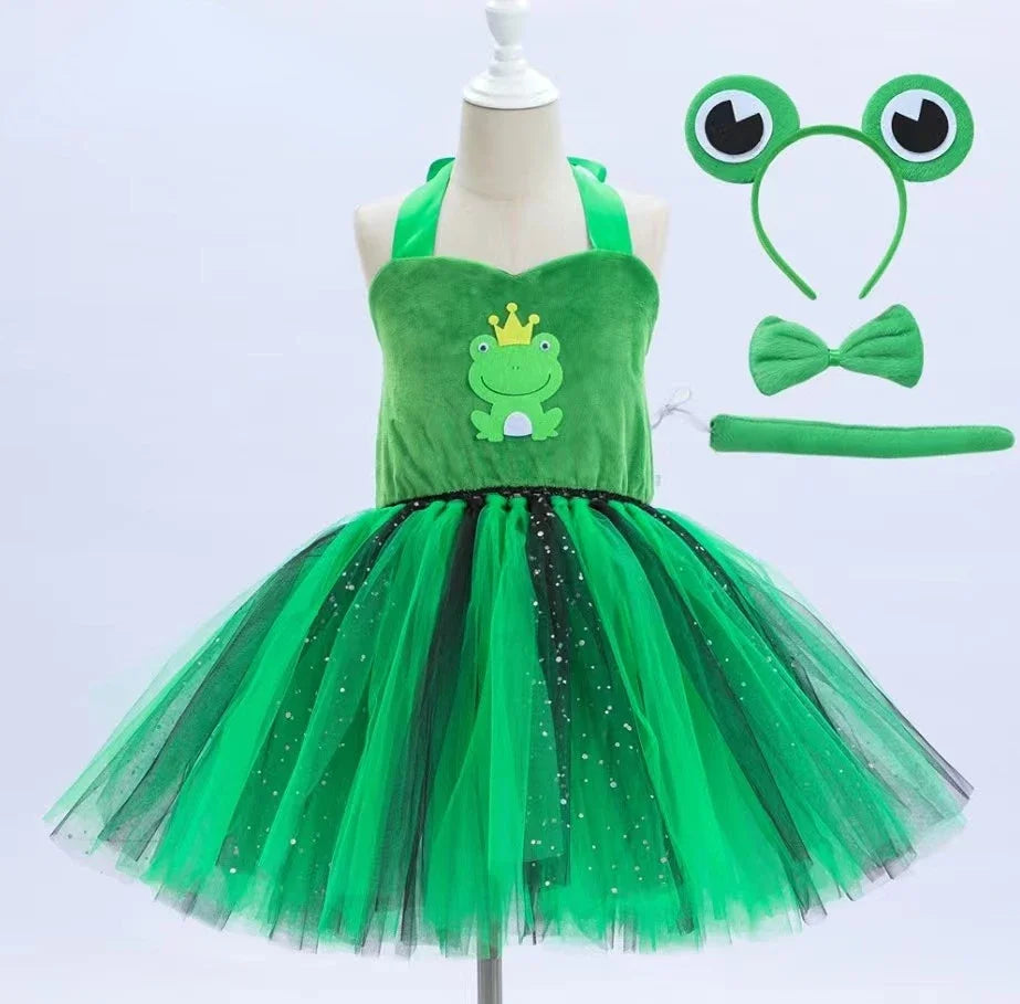 Baby Girls Halloween Animal Cosplay Costume Kids Forest Theme Giraffe Cows Tiger Leopard Zebra Print Tutu Dress Birthday Party