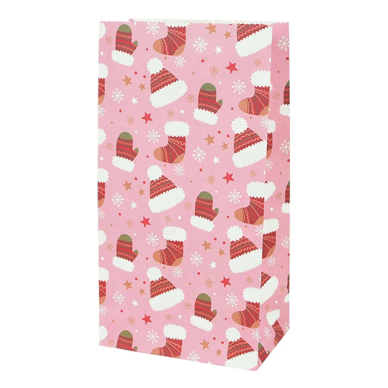 10pcs Kraft Paper Candy Cookie Bag Santa Claus Snowman Christmas Gift Packing Bags Xmas Navidad New Year Party Decor Supplies