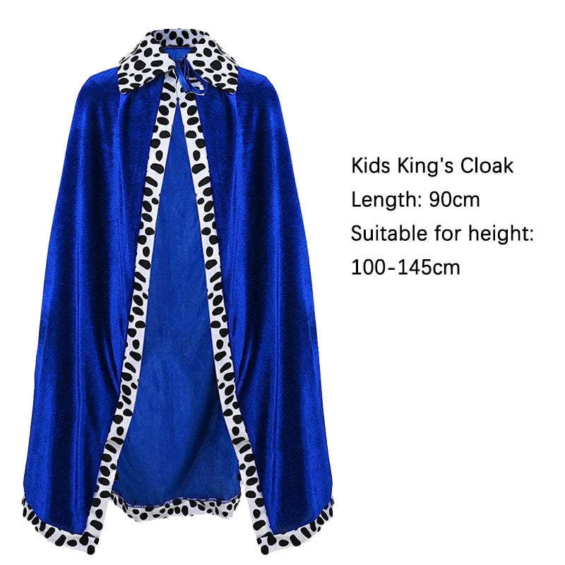 King Prince Cape Costume with Crown for Adults & Kids