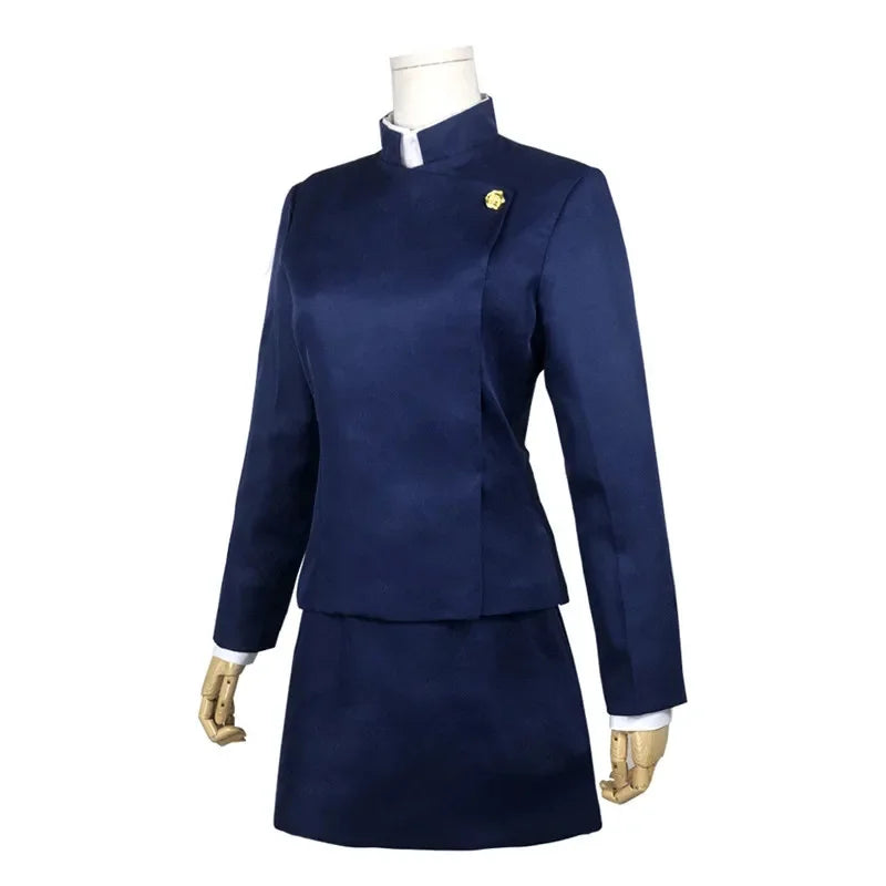 Anime-Inspired Cosplay Uniform Set with Wig, Glasses & Skirt