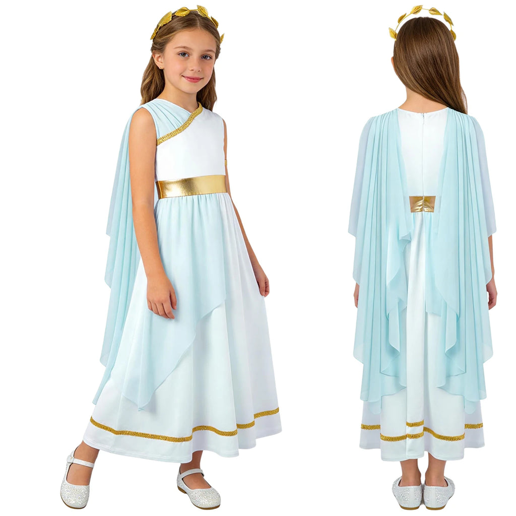 Girls Ancient Greek Goddess Toga Costume for Halloween