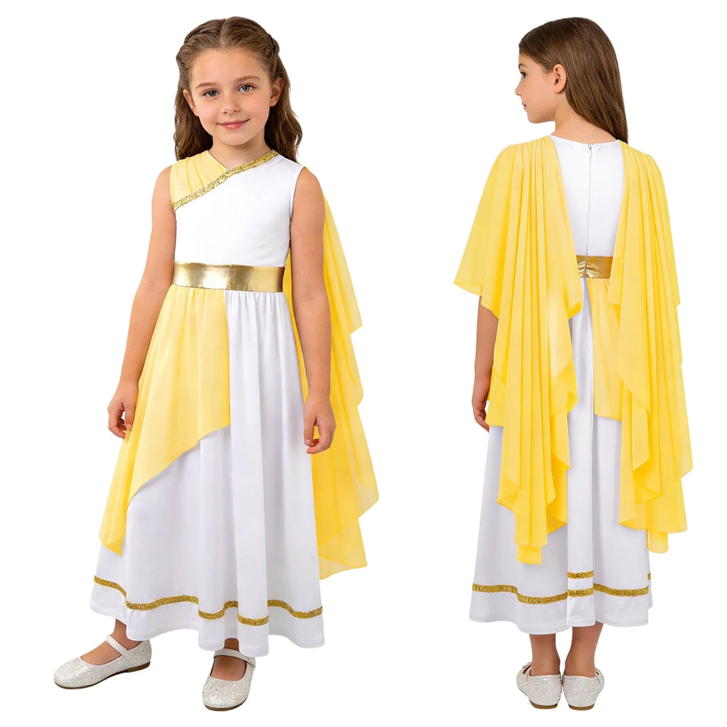 Girls Ancient Greek Goddess Toga Costume for Halloween