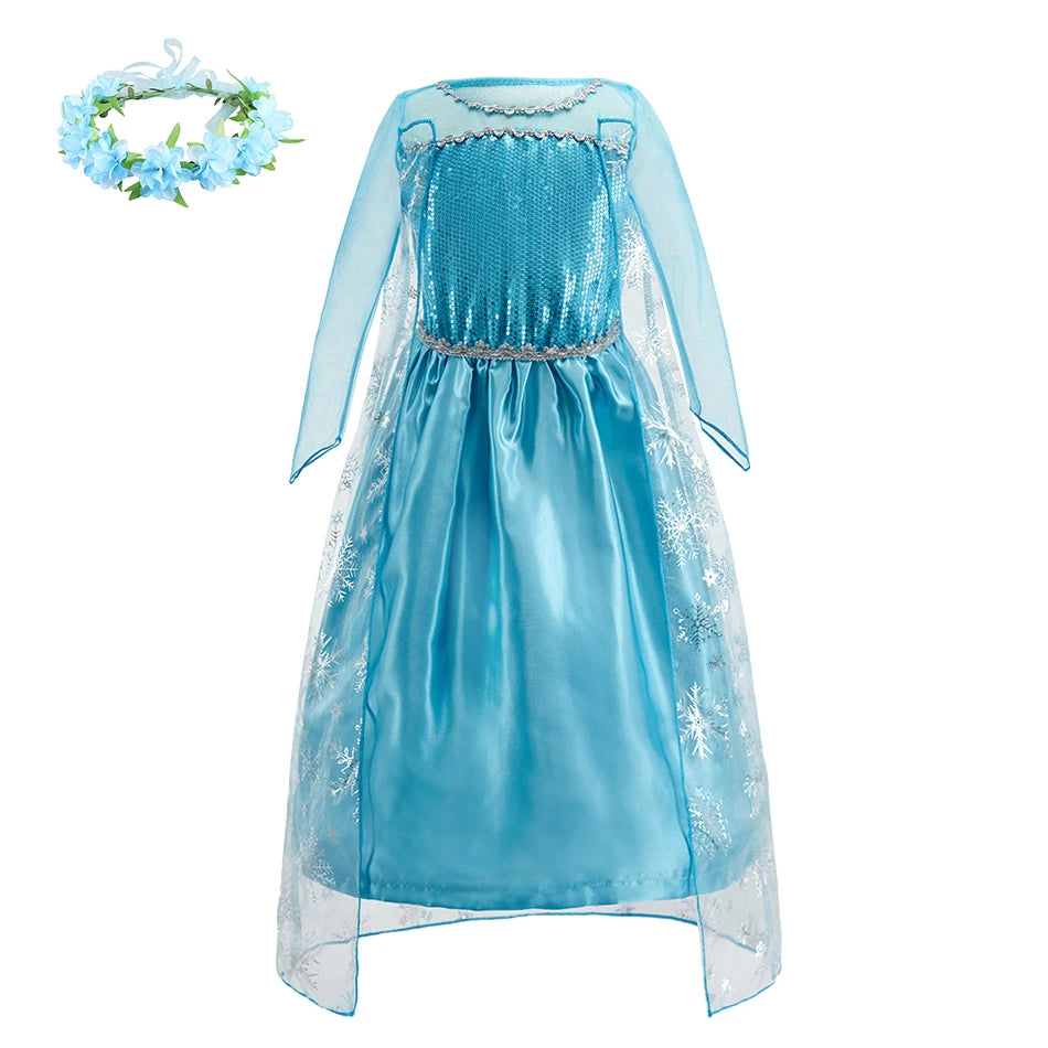 Girls Sequined Snow Queen Dress, Winter Princess Costume