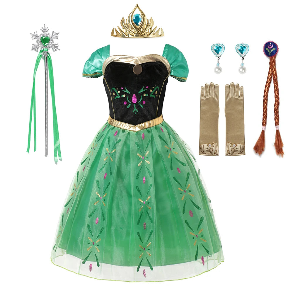 Girls Full Print Princess Dress Costume for Birthday Parties