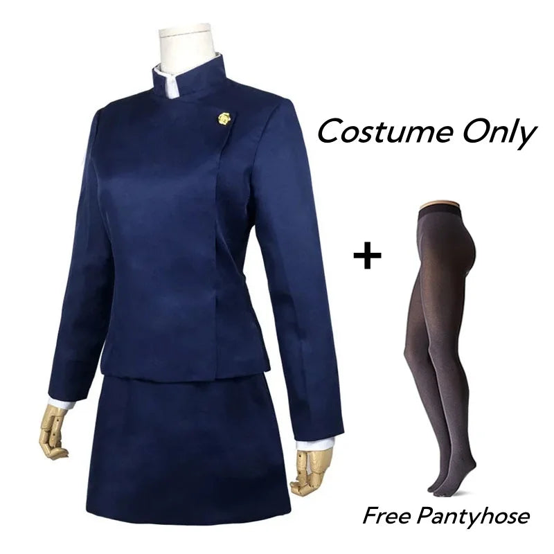 Anime-Inspired Cosplay Uniform Set with Wig, Glasses & Skirt