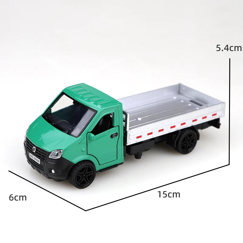 Bagged 1.34 Alloy Pull-Back Three-Door Mini Truck, Stylish Truck Design, Can Carry Goods, Pull-Back Model, Children's Toy.