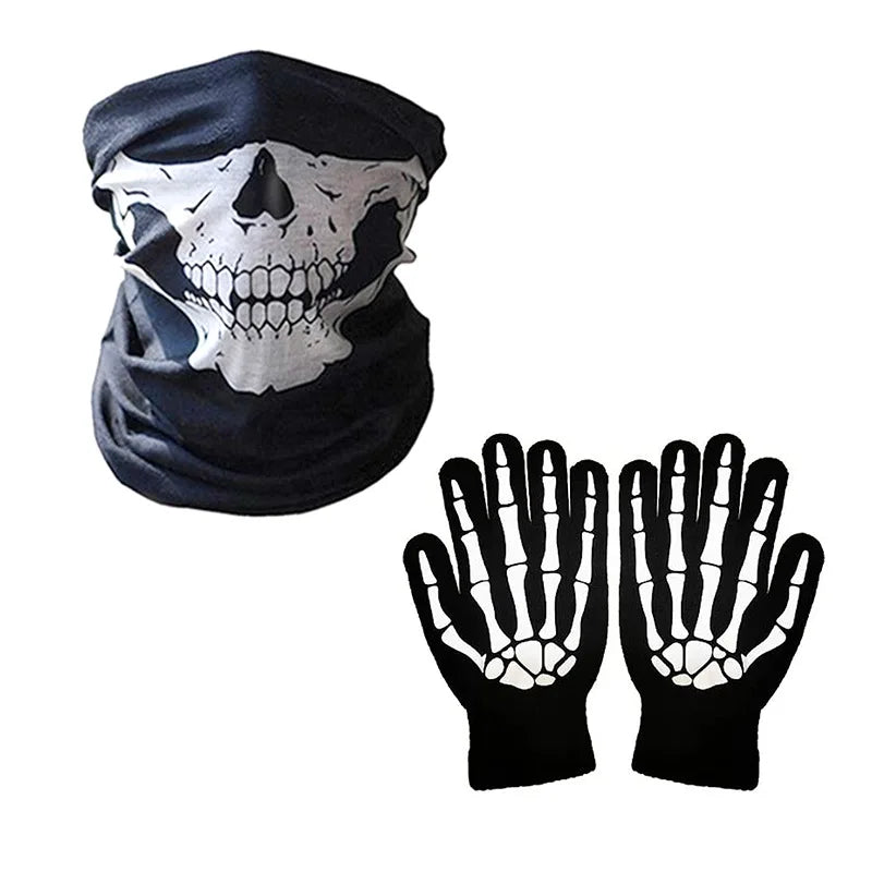 Black Skull Skeleton Cloak Costume Set for Halloween