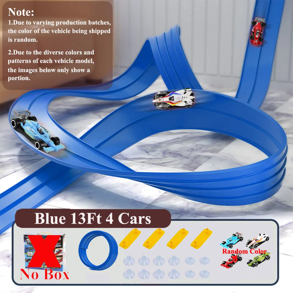 Flexible Race Track Children Toys DIY Double-track Racing Car Ramp Compatible 1/64th Cars Portable Rolls Up Boy Christmas Gift