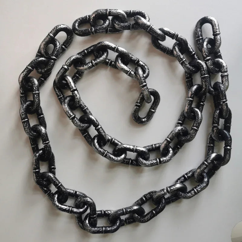1.8M Halloween Simulation Chain Party Layout Decor Plastic Barrier Chain Halloween Performance Stage Props Costume Accessory
