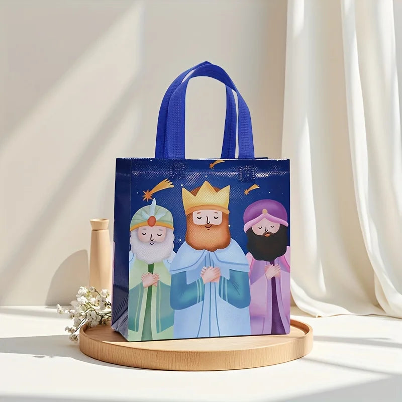 4/8/12Pcs Spain Three Kings Snowy Gift Wrapping Bags for Sweets Luxury Bags Festive Treat Candy Party Favor Tote