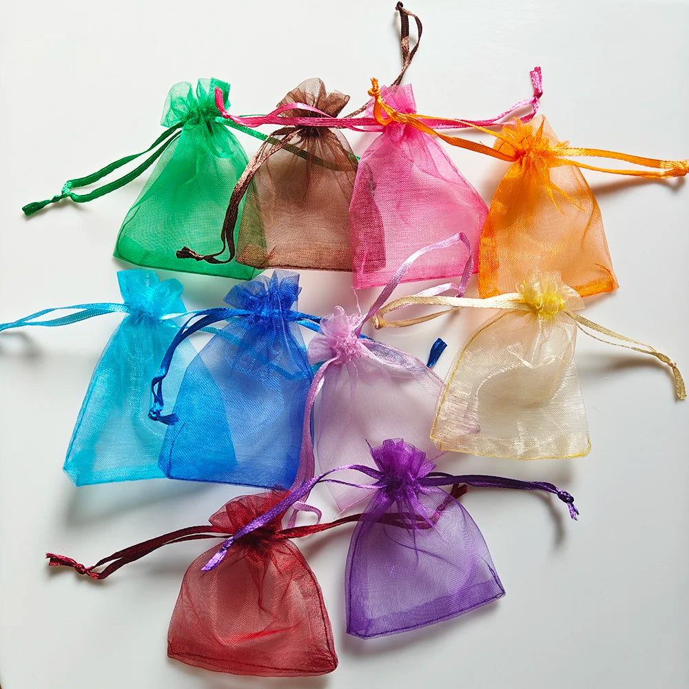 25/50/100pcs Organza Gift Bag Multicolor Drawstring Pouches For Candy Jewelry Bag Packing Wedding Gift Bags Organza Bag