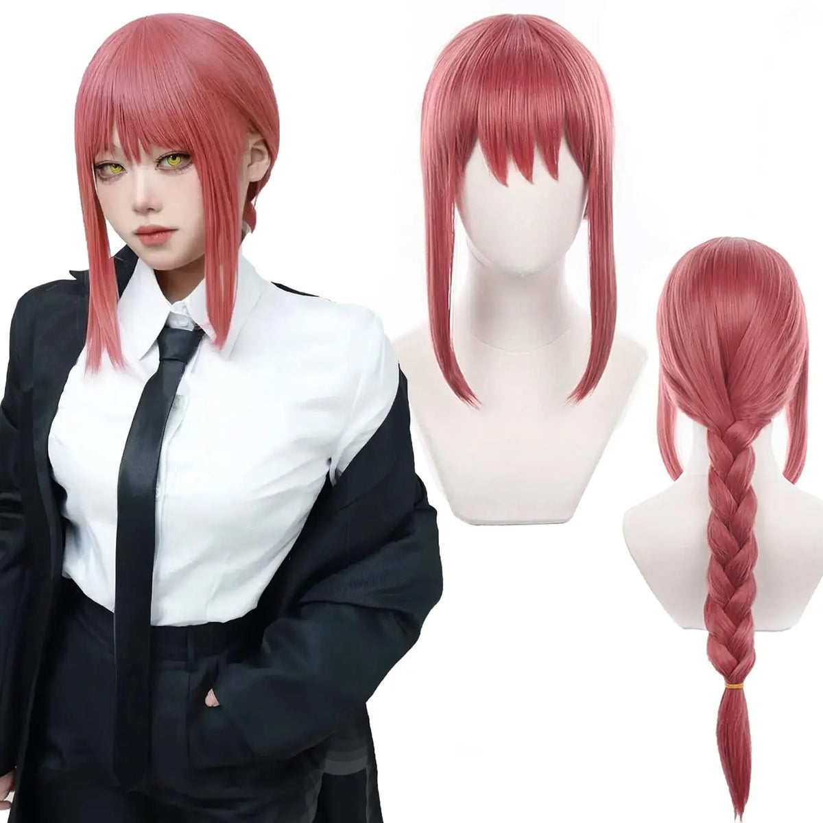Long Orange Brown Cosplay Wig with Bangs for Adults