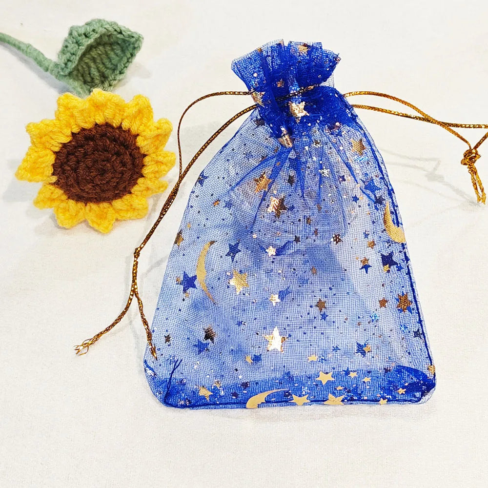 25/50/100pcs Moon Star Organza Gift Bag Multicolor  Jewelry Gifts Pouches For Wedding Party Candy Bag  Jewelry Packing  Wholesal