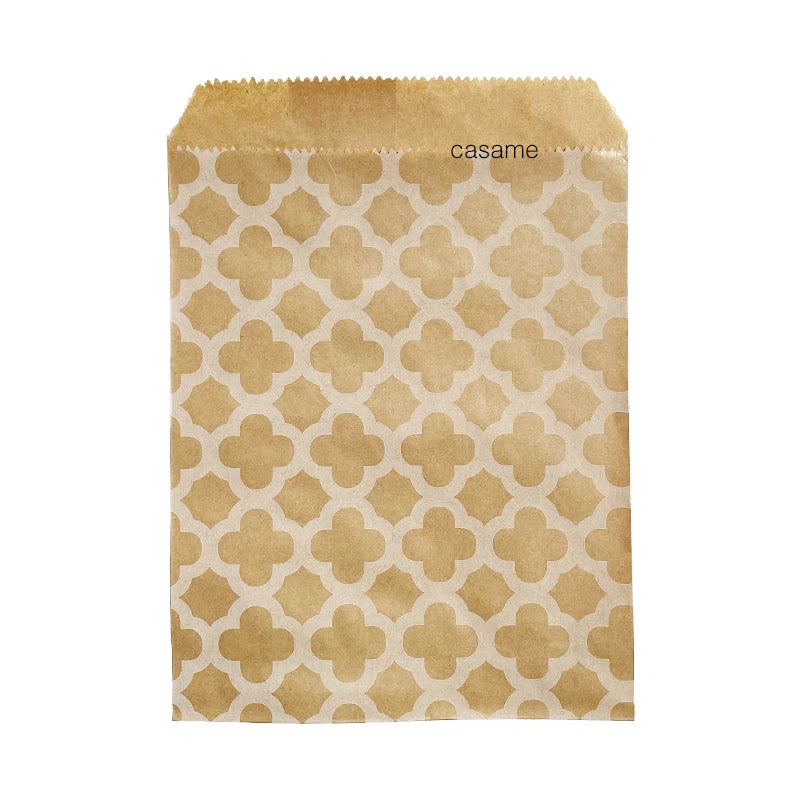 50pcs 15*10CM Wave Dot Kraft Paper Candy Biscuit Bags Packing Pouch Popcorn Bag Birthday Wrapping Supplies Pastry Tool