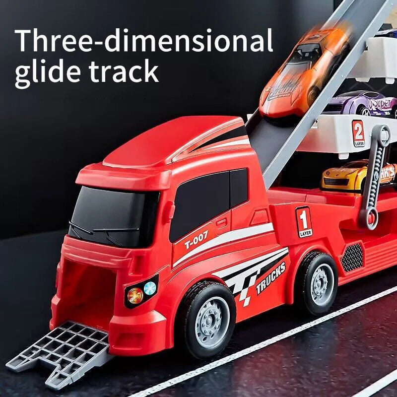 Pop-up Container-Style Truck Engineering Vehicle, Racing Toy, Children's Toy Push-Pull Vehicle Equipped with 6 Alloy Wheels, Chi