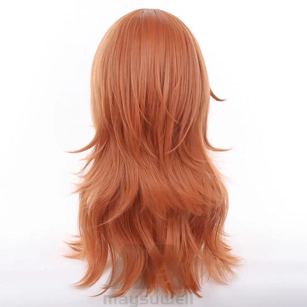 Long Orange Brown Cosplay Wig with Bangs for Adults