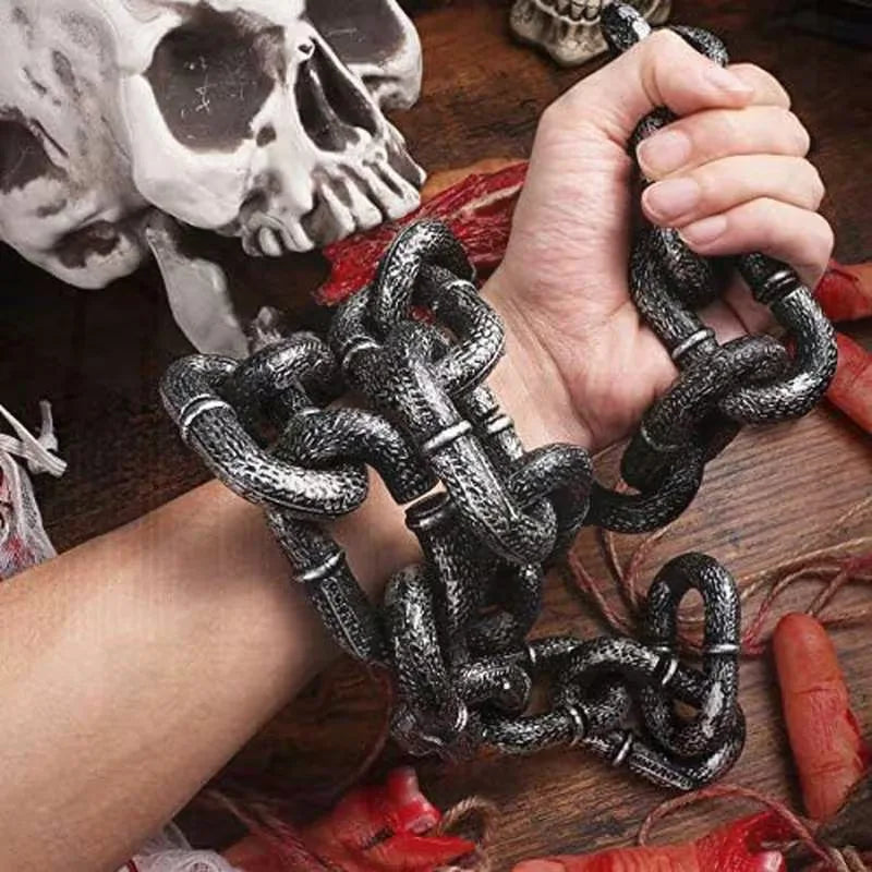 1.8M Halloween Simulation Chain Party Layout Decor Plastic Barrier Chain Halloween Performance Stage Props Costume Accessory
