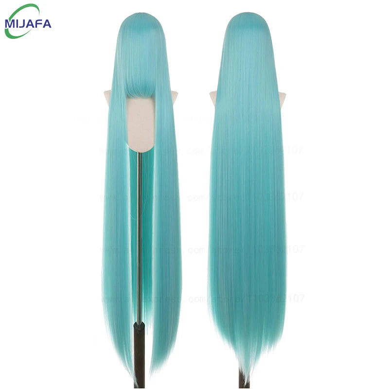 150cm Long Straight Cosplay Wig with Bangs Heat Resistant