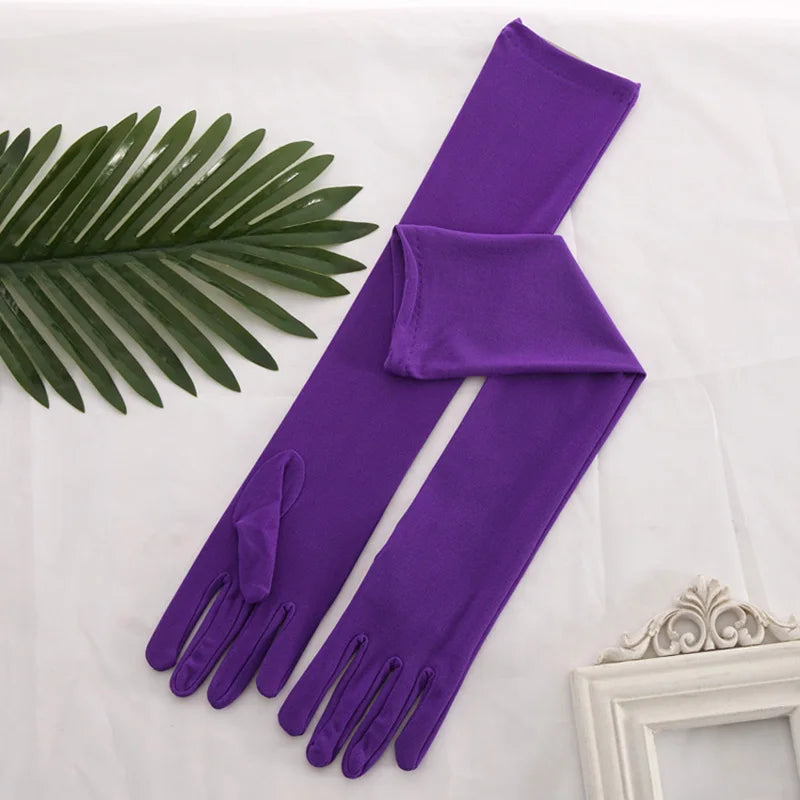 45cm Long Women Elasticity Matte Spandex Dance Performance Long Bride Wedding Mitten Halloween Party Cosplay Princess Glove P26