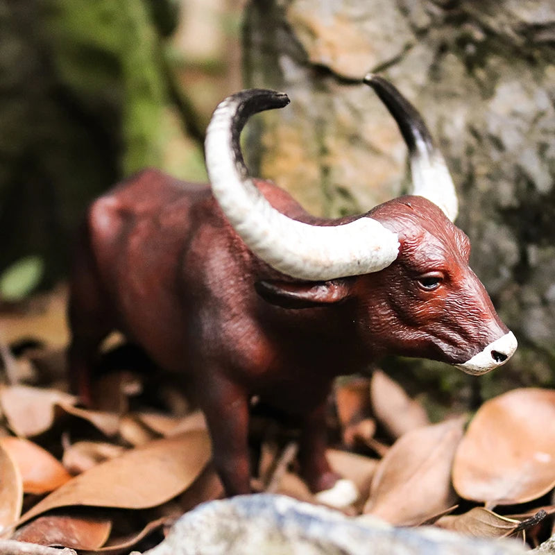 Oenux Farm Animals Bullfighting Cowboy Simulation Poultry Cattle Calf Bull OX Action Figures Collection Pvc Model Toy Kids Gift